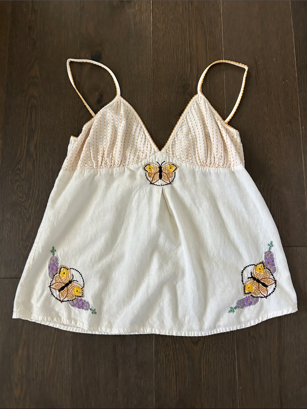 Lucky Brand Women's Cream Embroidered Spaghetti-Strap Tank Top